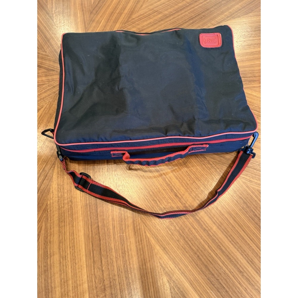 Vintage BMI Case It Black Red Nylon 30 / 60 Cassette Carry Bag Holder Case Tapes